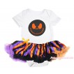 Halloween White Baby Bodysuit Orange Purple Black Striped Pettiskirt & Nightmare Before Christmas Jack Print JS4647